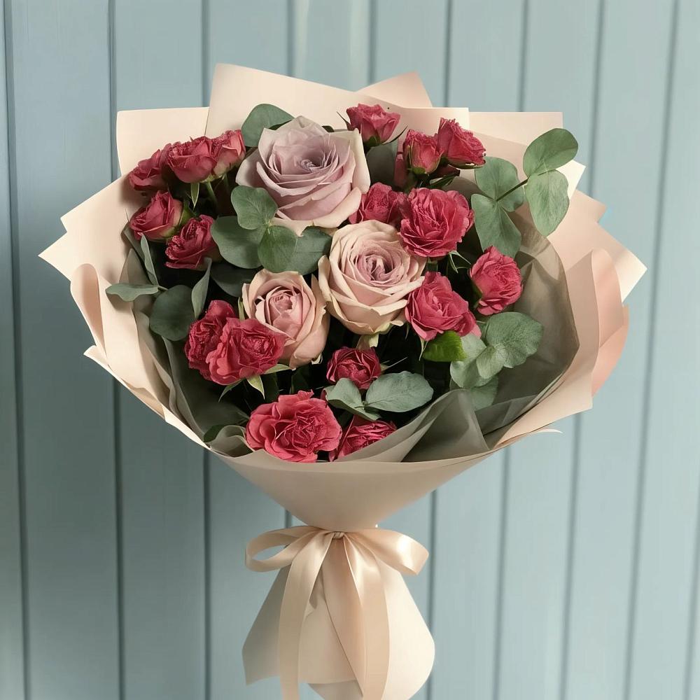 Букет цветов из: Гвоздики и Розы в Славянске-на-Кубани