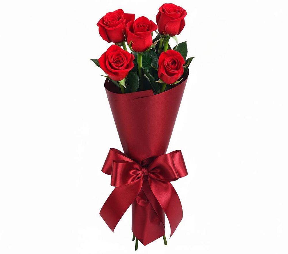 Букет 5 Красных роз Эдлесс Лав в Славянске-на-Кубани