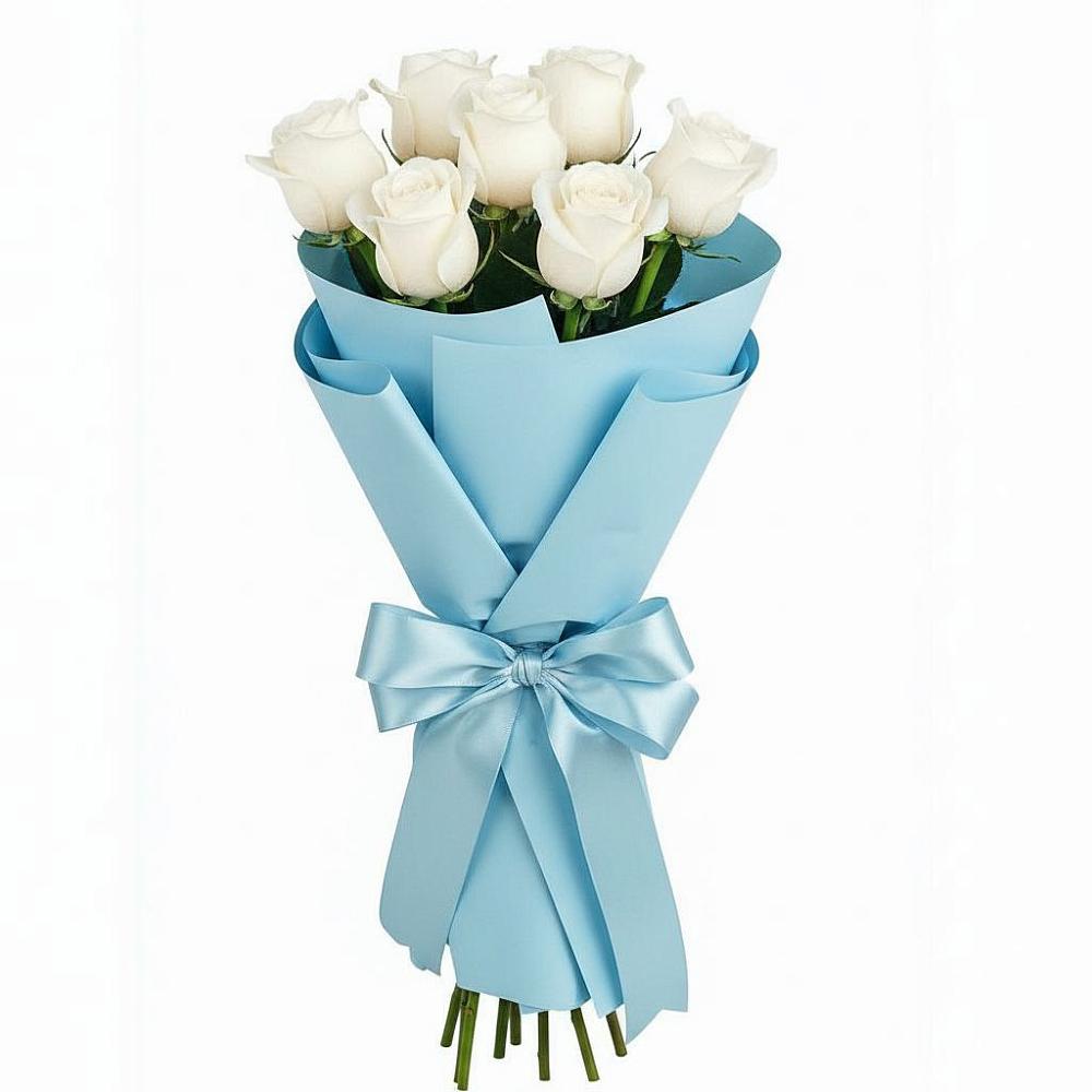 Букет 7 белых роз Проуд в Славянске-на-Кубани