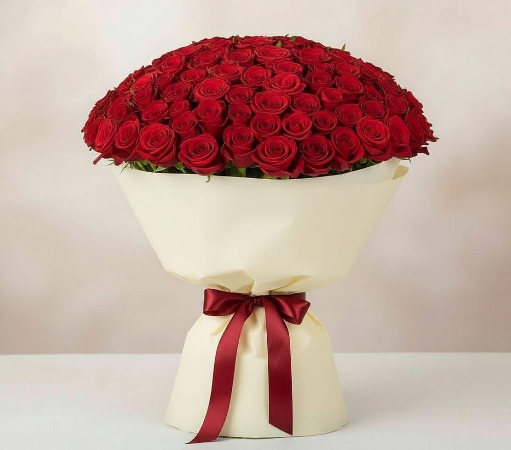 Букет 101 Красная роза Милано в Славянске-на-Кубани