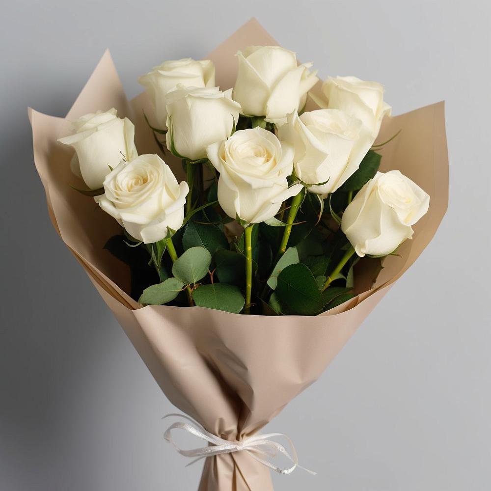 Букет 9 Белых роз Эдлесс Лав в Славянске-на-Кубани