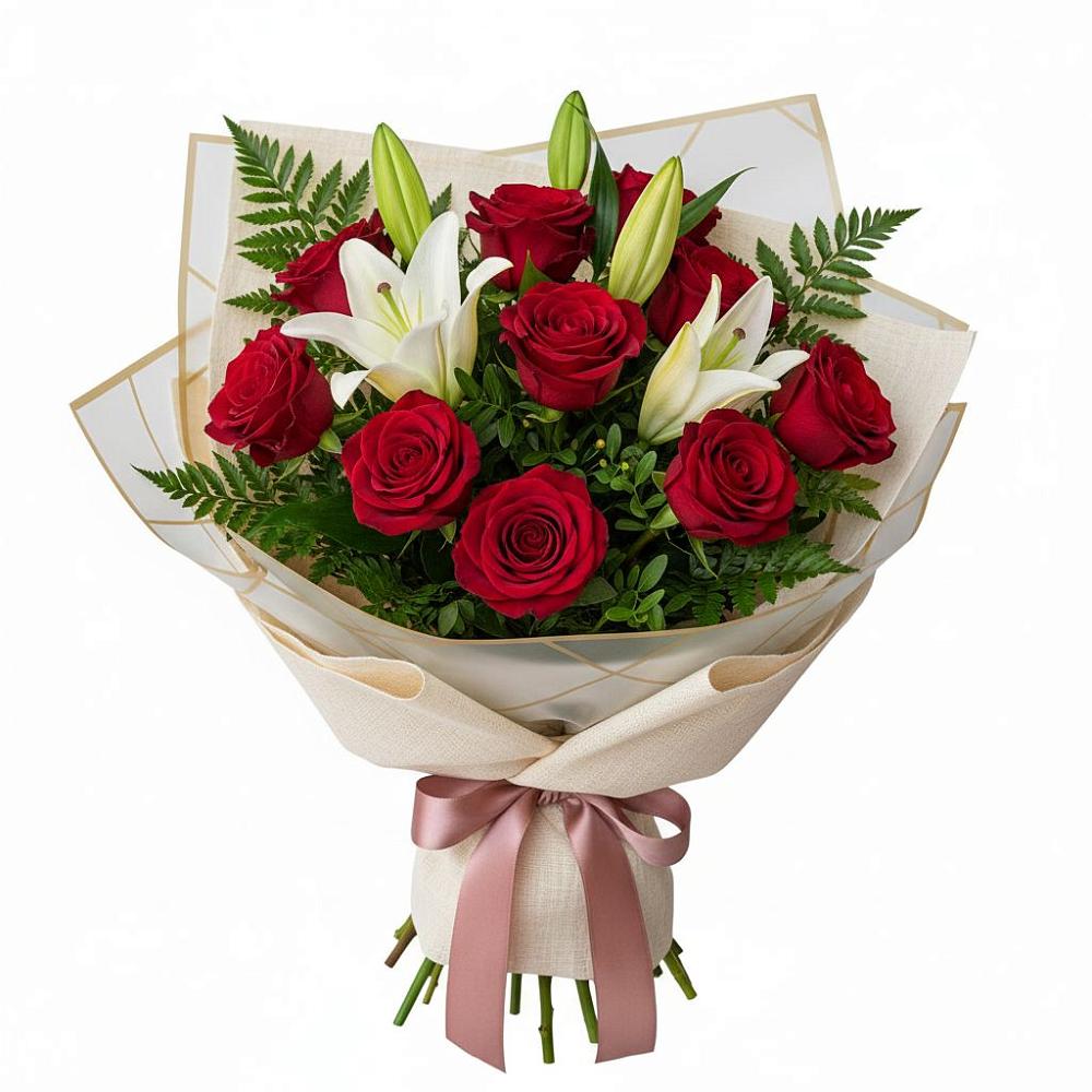 Букет цветов из: Лилии и Розы в Славянске-на-Кубани