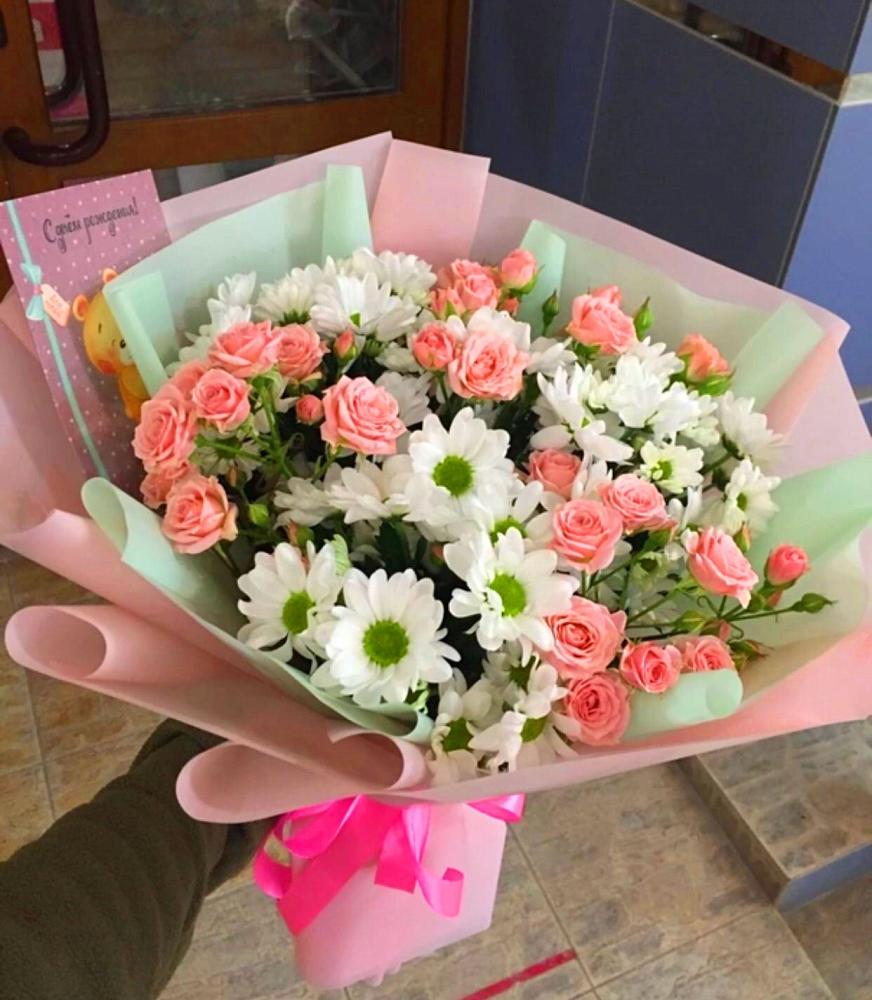 Букет цветов из: Розы и Хризантемы в Славянске-на-Кубани