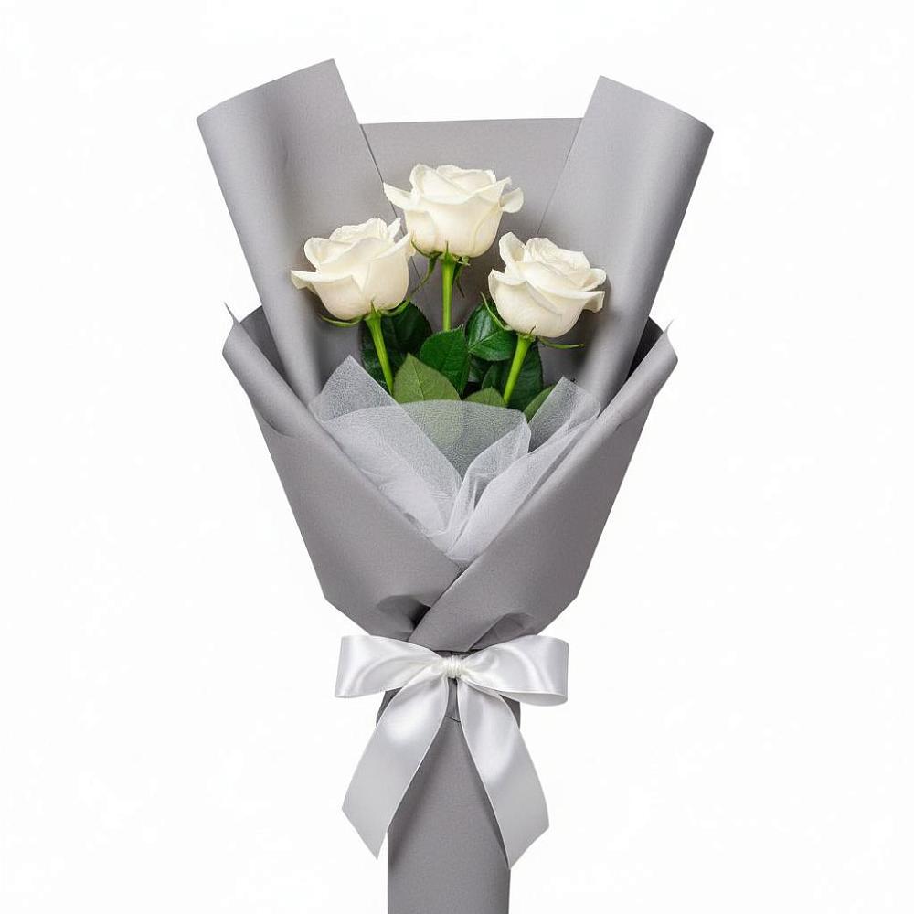 Букет 3 белые розы в Славянске-на-Кубани
