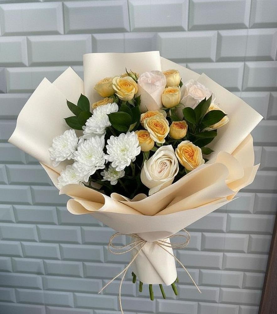 Букет цветов из: Розы и Хризантемы в Славянске-на-Кубани