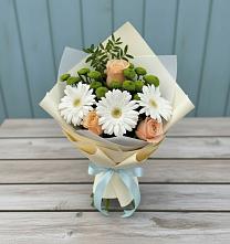 Букет цветов из:  Герберы, Розы и Хризантемы #REPLACE_PRED# Славянске-на-Кубани