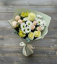 Букет цветов из:  Альстромерии, Розы и Хризантемы в Славянске-на-Кубани
