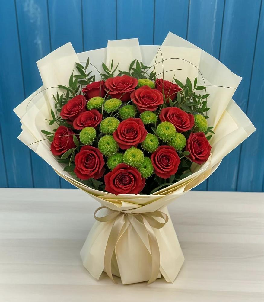 Букет цветов из: Розы и Хризантемы в Славянске-на-Кубани