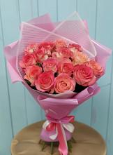 Букет 15 Розовых роз Равель в Славянске-на-Кубани